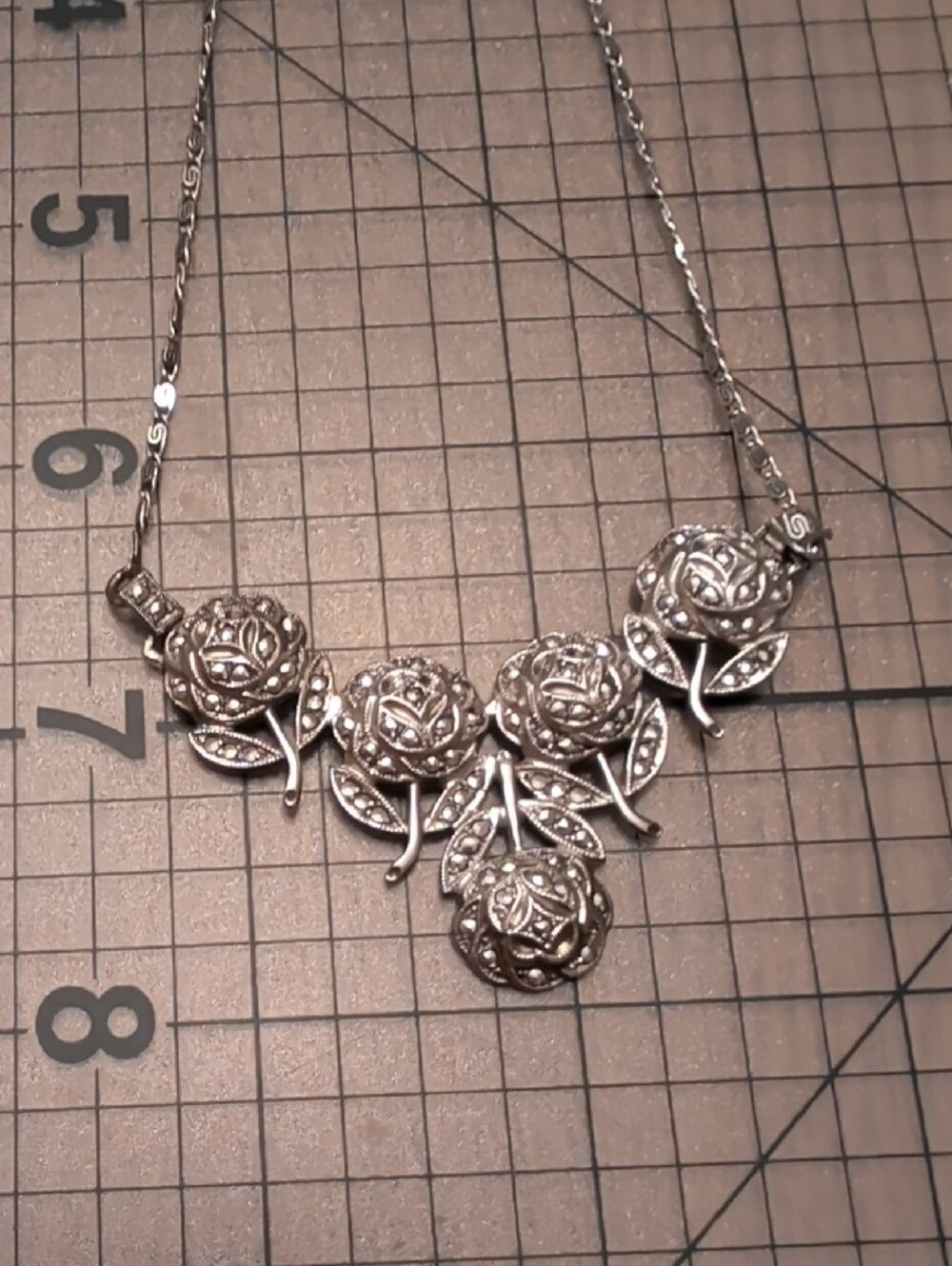 Sterling Silver Floral Statement Necklace - Picture 8 of 11